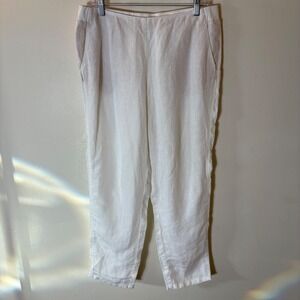 J. Jill Love Linen White Straight Leg Pull On Pants Size Medium